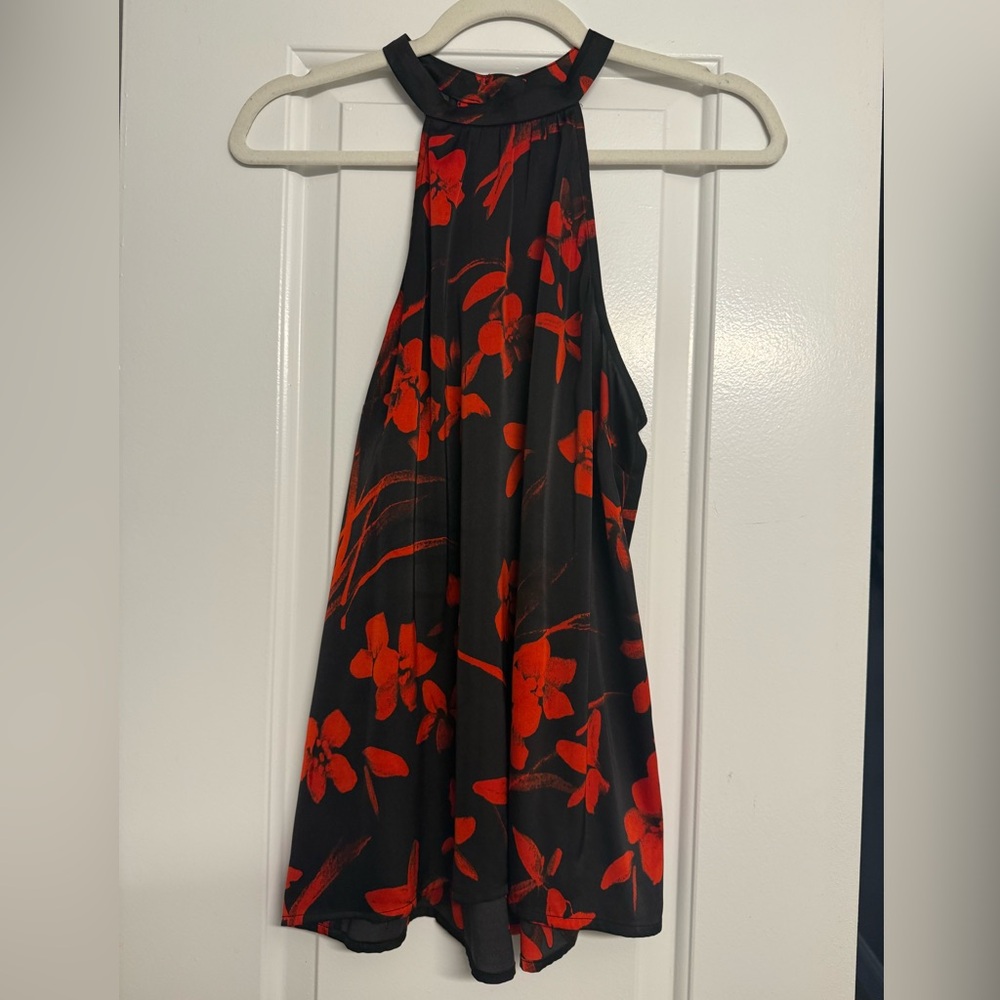 Guess Black and Red Silky Halter Top size M